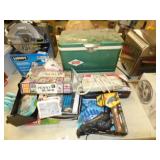 OLD COOLER, POWER STRIP, TOYS