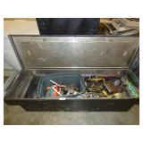 ALUMINUM TRUCK TOOL BOX W/TOOLS & HITCHES