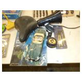 DRAFTING SET, SCHWINN BIKE SEAT, SOUND CUBE &