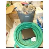 OIL CAN, TRASH CAN FULL OF NEW HARDWARE
