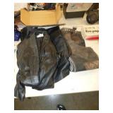 OLD LEATHER CHAPS, LEATHER TRENCH COAT SIZE M &