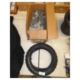 NEW 2.50X10 TIRE & TUBE & BOX OF NEW PEGBOARD HOOK