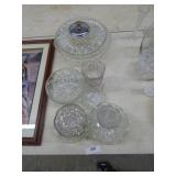 ASSORTED CUT GLASS & CAKE STAND