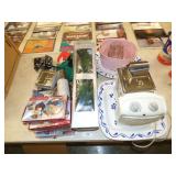 CHRISTMAS CARDS, PARTY ITEMS , HEATER, PLATTERS
