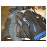 BLACK LEATHER COAT SIZE 40R, 2 HOODLES XL, COAT