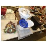 LAMP TABLE, CUSHIONS, FOOT MASSAGER, WELCOME SIGN