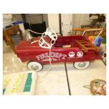 VERY NICE VINTAGE FIRE TRUCK PEDDLE CAR