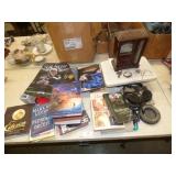 ASSORTED BOKS & JEWELRY BOX & SOME JEWELRY