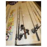 3 FISHING RODS AND REELS