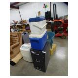 FILE CABINET & 2 COOLERS