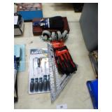 SPEED SQUARE, NEW GLOVES, SCREWDRIVERS, SUSPENDER