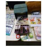 ASSORTED FISHING ITEMS & BIRD FEEDER