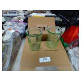6 GREEN DEPRESSION GLASSES