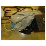 CAR COVER, DIP NET, TARP, FOLDING CAMP CHAIR