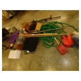 GARDEN HOSE, GAS CANS, SNOW SHOVEL, GARDEN ITEMS