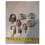 Eight locks with keys- train room