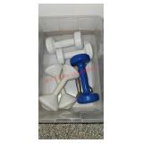 Hand Weights, pump (master closet)