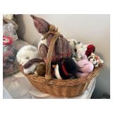 Wicker basket of stuffies  (spare room)