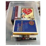 Books and VHS lot in tote  (spare room)