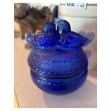 Cobalt a blue Lidded kissing Bird Dish (kitchen)