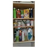 3 shelves of assorted chemicals (laundry room)