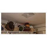 Wicker baskets on this shelf (laundry room)