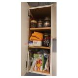 Everything on these 3 shelves: Candles, more