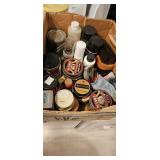 Box of shoe care and  polish (laundry room)