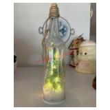 Light up Snowy tree in a class bottle   (kitchen)