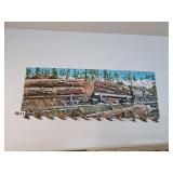 Hand painted on old saw - train room