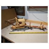 Hand crafted crane car with log car - train room