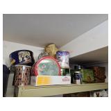 Tins and more on this shelf - off train room