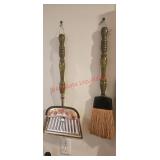 Vintage Broom and Dustpan with green handles