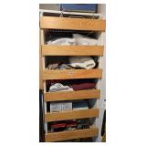 5 shelves of items (master closet)