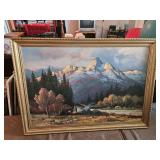 Framed Robert Wood Mountain Campers Painting-