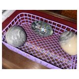 3 glass and stone eggs  (spare room)