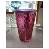 Unique Cranberry Glass Vase  (kitchen))