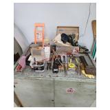 Tools on top of cabinet- train room