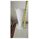 9.5" Milk glass Hobnail Vase (living room)