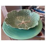 Large green Fiesta platter and Lettuce Salad Bowl