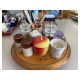 Vintage lazy Susan with contents  (kitchen)