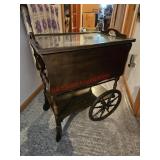 Vintage wooden tea cart - downstairs hall