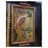 Hand painted roadrunner tray - downstairs hall