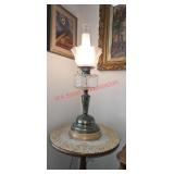 27" Converted Antique Oil Lamp (living room)