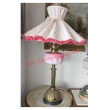 Pink Converted Antique Oil Lamp Light (living