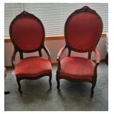 Antique His/Hers Spoon Back Chairs (living room)