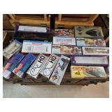 Empty HO scale train car boxes - train room