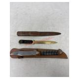 Two letter openers and a imperial knife lot - see
