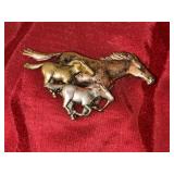 VTG Galloping Horse Brooch Dual Tone