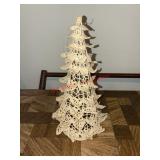 vintage white crocheted Christmas tree